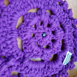 Handknitted Round Orchid Trivet and Pot Holder